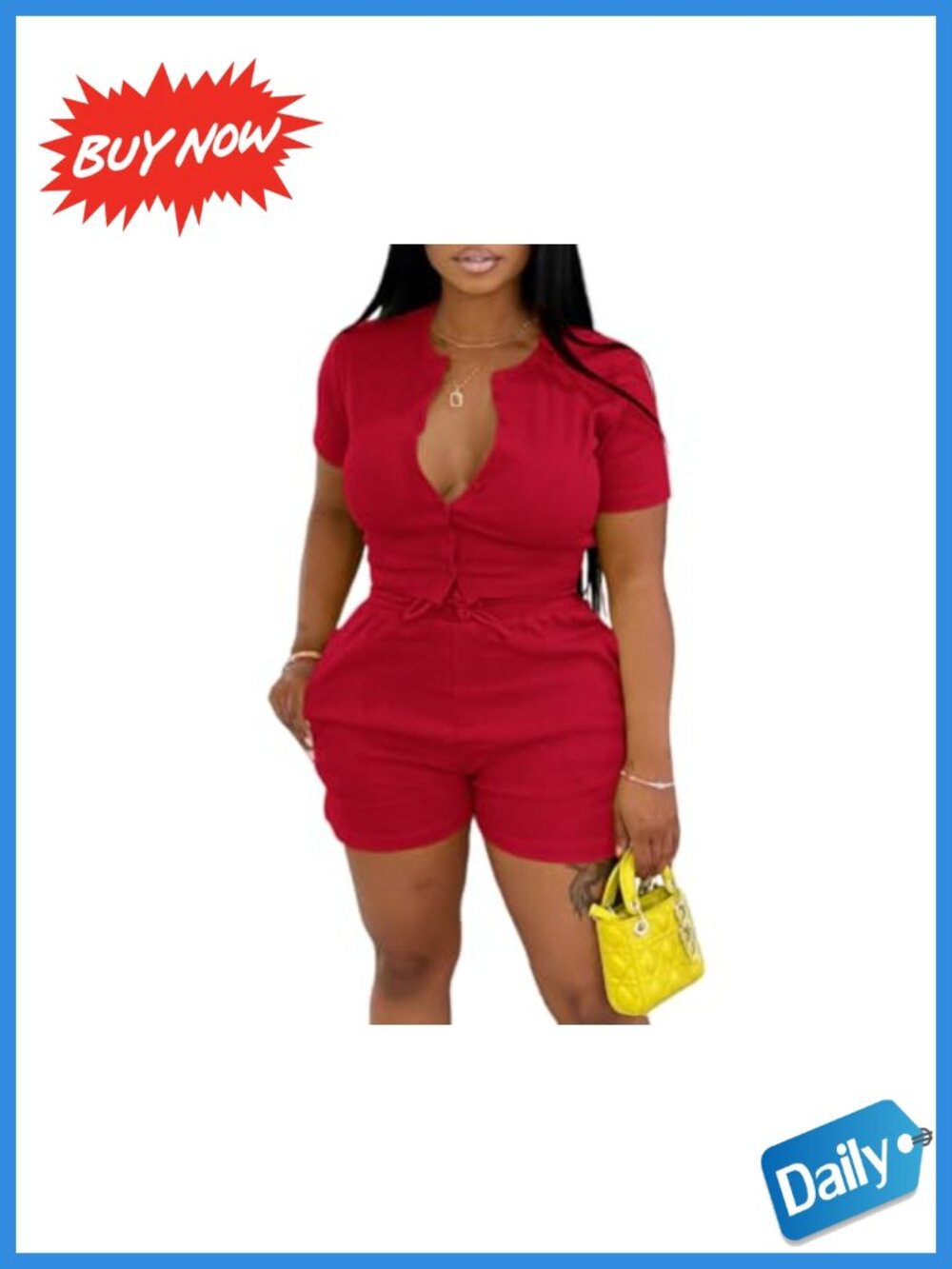 Ribbed Knit 2 Piece Set Button Down Top Bodycon Shorts Women